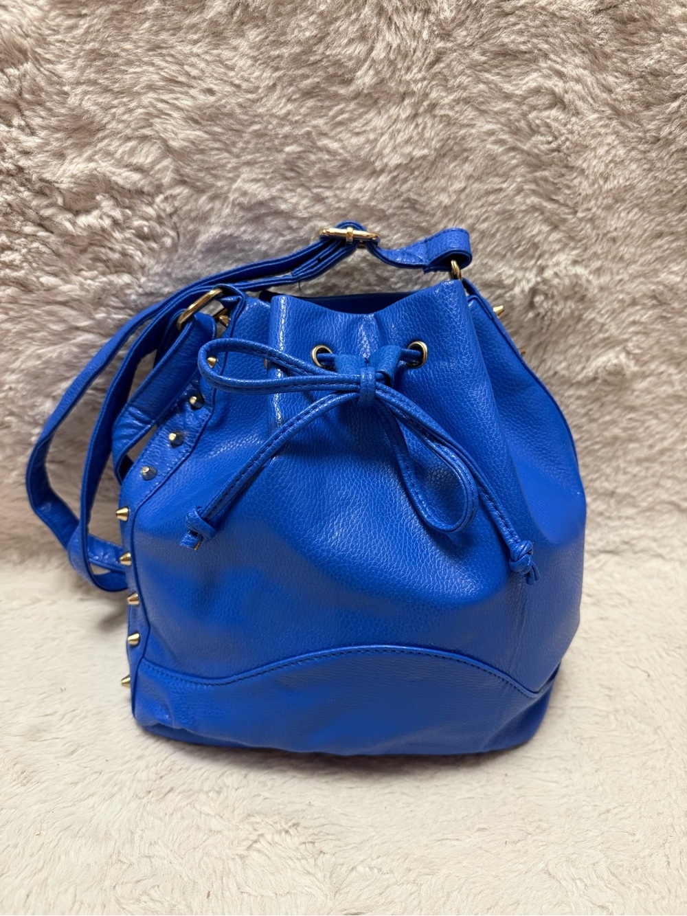 Royal Blue Drawstring Bucket Shoulder Bag